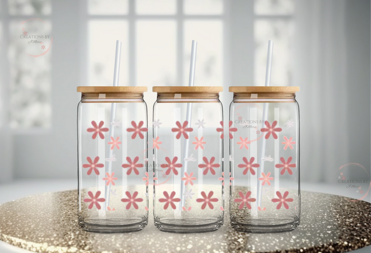 JMarie Flowered 16oz Class Cup